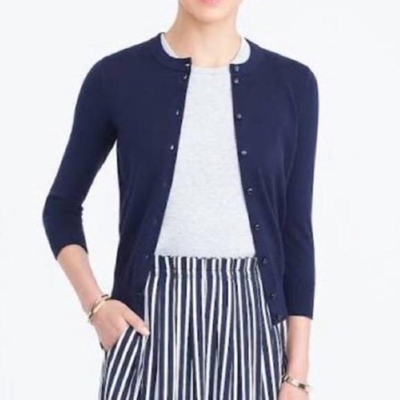 Navy 34 Sleeve Cotton Jackie Cardigan 